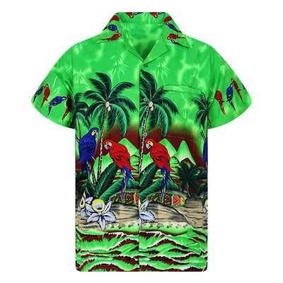 

Toponeto Mens Button Hawaii Print Beach Short Sleeve Front Pocket Quick Dry Top Shirts