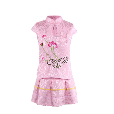 

Girls Clothing Sets Summer Cotton Vest Two-piece Sleeveless Children Sets Casual Embroidered Lotus Girls Clothes