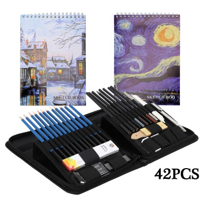

42Pcs Professional Sketching Art Graphite Pencil Kit Graphite Charcoal Artist Sketch Tool Kit Drawing Set