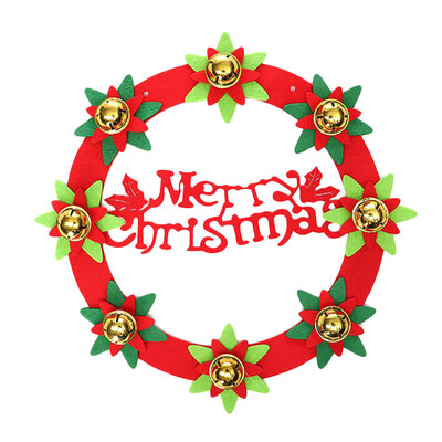 

Toponeto Merry Christmas Wreath Door Wall Hanging Bell Ornament Xmas Party Decor