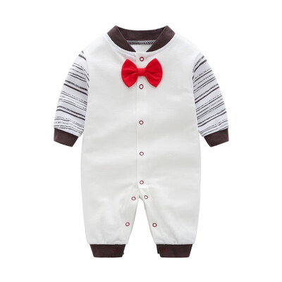 

Baby Jumpsuit Autumn Clothing Newborn Cotton Clothes Infant Long Sleeved Rompers Baby Boys Bow Tie Climbing Outwear