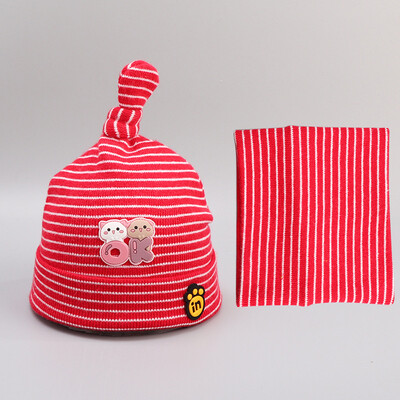 

Fall&Winter New Kids Knitted Cotton Neck Cap Cat Cartoon Two Kids Cap