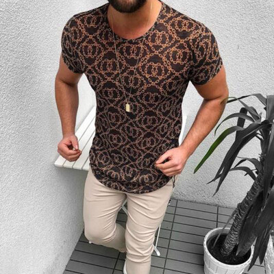

Mens Casual Vintage T-shirt Tops Printed Round Neck Short Sleeve Slim Sports Tee