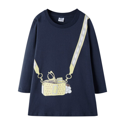 

New Autumn Casual Baby Girls Dress 3-8T Lovely Fake Bag Print Long Sleeve T-shirt Dress Kids Toddler Girl Dress