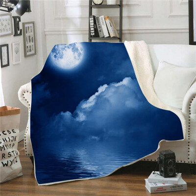 

Starry Sky Nightscape Double-Sided Super Soft Sherpa Fleece Throw Blanket For Home Sofa Bed Travelling Camping Blanket Boys