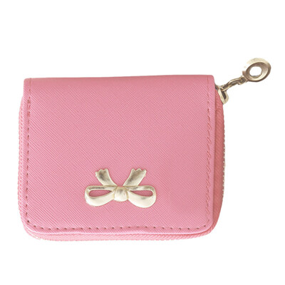 

Women Bow Wallet Faux Leather Zip Coin Purse Clutch Handbag Mini Card Holder