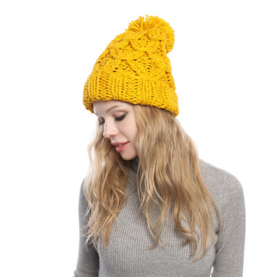 

Tailored Autumn&Winter Womens Knitted Horsetail Hat Wool Empty Top Cap Thickening