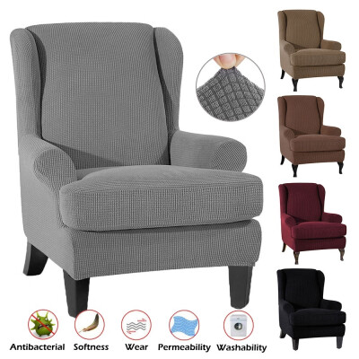 

2-Pieces Elastic Wing Chair Slipcover Universal Arm Wingback Cover Furniture Protector Stretch Sofa Slipcovers for Living Room