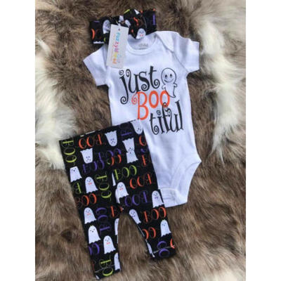 

US Halloween Newborn Kid Baby Girl Ghost Tops RomperPants Leggings 3pcs Outfits
