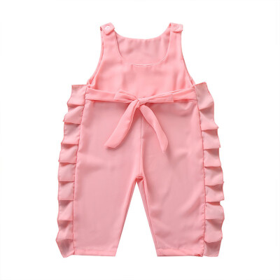 

Summer Girls Pants Casual Fashion Children Solid Color Jumpsuits Baby Girl Sleeveless Rompers