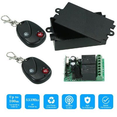 

433Mhz DC 12V 2CH Universal 10A Relay Wireless Remote Control Switch Receiver Module&4PCS 2 Key RF 433 Mhz Transmitter Remote