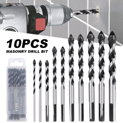 

10Pc Multi-Material Tungsten Carbide Tip Tile Drill Bits for Porcelain Ceramic Concrete Brick Wall Glass Mirrors Plastic Wood