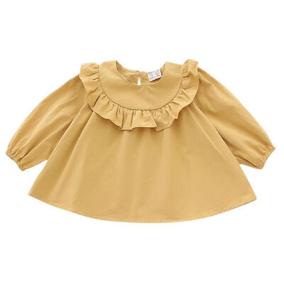 

Autumn Shirt Ruffle Long Sleeve Baby Girls Blouse Lotus Collar Kids Girl Tops Outwear