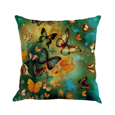 

Siaonvr Butterfly Painting Linen Cushion Cover Throw Waist Pillow Case Sofa Home Decor A