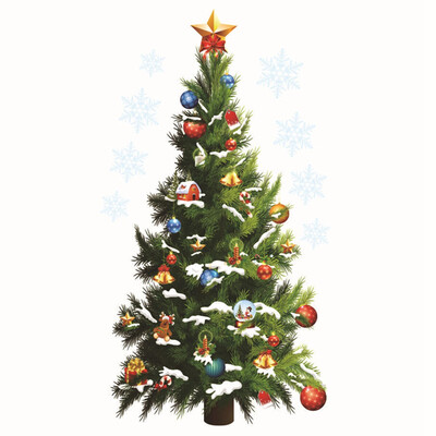 

82 X 45 Cm Christmas Tree Stars Wall Sticker Living Room Bedroom Window Shopping Mall Xmas Decoration