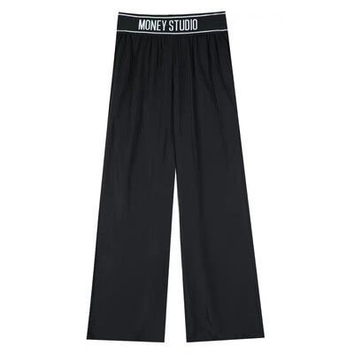 

Pants autumn loose casual high waist elastic waist wide leg pants fashion trend solid color ladies pocket decorative pants