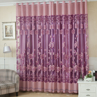 

2Pcs 100250cm Elegant Luxury High-end Floral Pattern Window Curtains with Beads Door Voile Curtain Window Drape Divider Room Wall