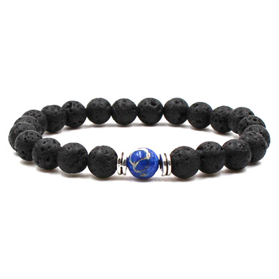 

8 mm Natural Stone Energy Volcanic Stone Chakra Yoga Manual Flanging Bracelet Unisex Pair Bracelet Jewellery Hot Gift