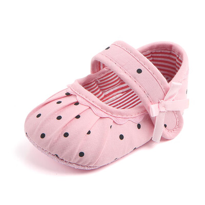 

New Cute Polka Dot Toddler Infantborn Baby Girl Bow Flower Shoes Crib Princess Shoes for 0-18 Months Baby Anti-slip shoes
