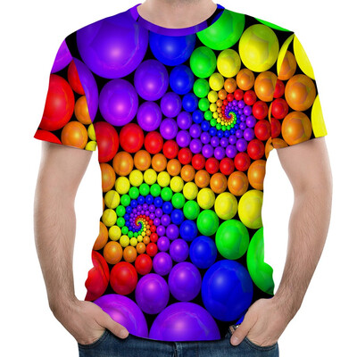 

Toponeto Men Funny 3D Color Print Round Neck Short Sleeve T Shirt Tops Daily Blouse Tee