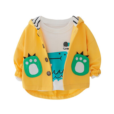 

Boys Jacket Coat Spring Autumn Children Jacket Baby Clothes Cartoon Dinosaur Pattern Hooded Jacket Tops Outwear Kids Clothes