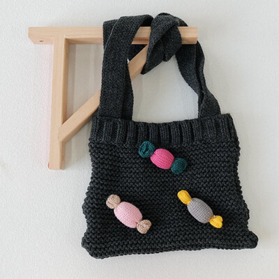 

Patchwork Candy Girls Shoulder Bag Kids Sweet Mini Messenger Bag Multi-color Knitted Children Small Handbags Delicate