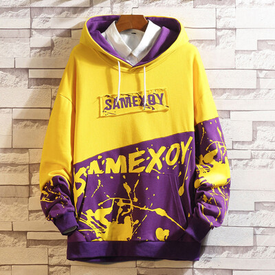 

Toponeto Mens Casual Fashion Printing Patchwork Hoodie Long Sleeves Sweatershirt Tops