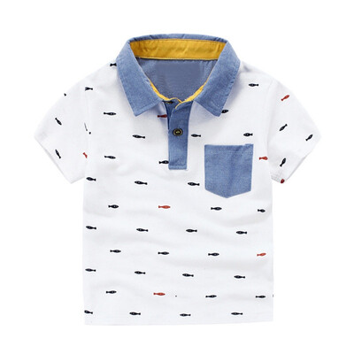 

Summer Boys Turn-Down Collar Short Sleeve Shirts Children Printed Shirt Top Kids Tops Tees Kids Polo Shirt Children Clothing