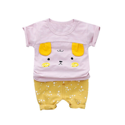 

Summer Baby Boys Girls Short Sleeve Cartoon Bear Print T-Shirt TopsShorts Suits Casual Outfits Sets New