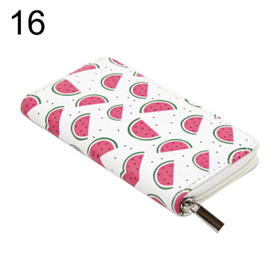 

Women Fruits Heart Flamingo Printed Long Wallet Clutch Purse Card Phone Holder