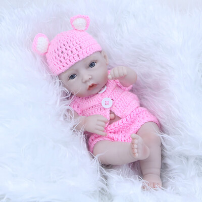 

New Style Cute Reborn Girl Baby Doll 11 Inch Full Body Soft Vinyl Silicone Lifelike Dolls Toy With Dress Kids Birthday Xmas Gift