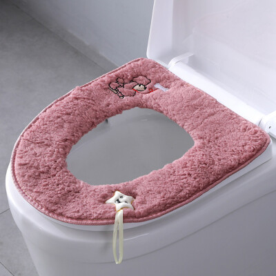 

〖Follure〗Cute Embroidered Cartoon Thicken Toilet Mat Sticky Button Toilet Cushion