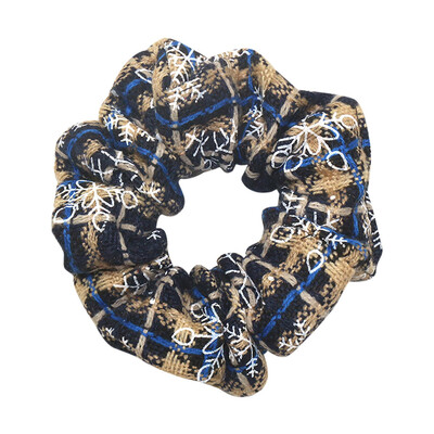 

Gobestart Pure Cotton Fabric Hairring Christmas Snowflake Stripe Tie Ball Hair Rope