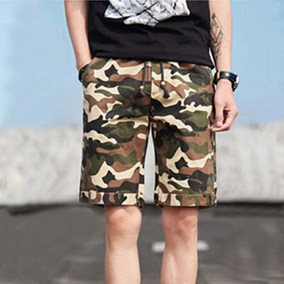 

Tailored Fashion Mens Camouflage Zip Pocket Elastic Beam Line Overalls Shorts