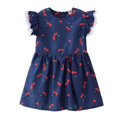 

2019 Summer Toddler Kids Baby Girl Vintage TOP SALE Fashion Style Ruffle Sleeve Short Sleeve Printing Floral Fruit Dresses 0-4Y