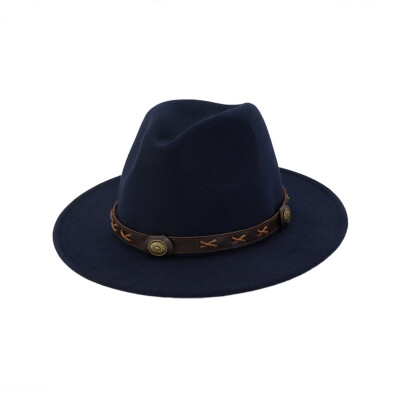 

New Unisex Women Men Western Cowboy Hats Travel Woolen Fedoras Hats Trilby Jazz Hats