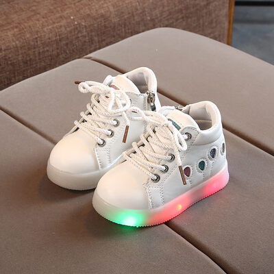 

2019 new Kids PU Material Fashion Toddler Soft Bottom Shoes Star Pattern Baby Girl Cute Lace-up Sports Shoes 0-18M X2