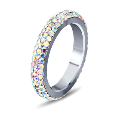 

1Pc New Fashion Simple Jewelry Three Rows Diamond Eternal Stainless Steel Ring Engagement Valentine Day Gift Jewelry