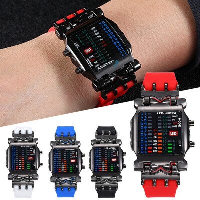 

NEW Fashion Unisex Binary LED Digital Date Square Dial Casual Sport Wrist Watch