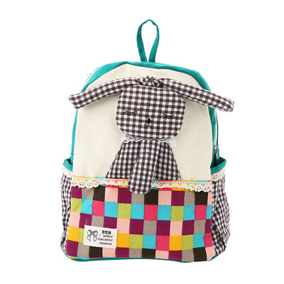 

Kids School Bags Backpack Canvas Cute Cartoon Rabbit Children Kindergarten Primary Schoolbags Glaucous