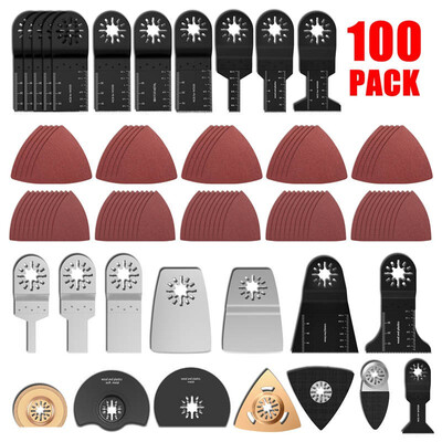 

100200Pcs Mix Oscillating Multi Tool Saw Blades Sanding Polishing Set for Fein Multimaster Dremel Makita Bosch