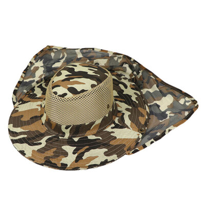 

Outdoor Fishing Hat Wide Brim Man Breathable Mesh Fishing Cap Beach Hats Camouflage Sun UV Protection Shade Hat