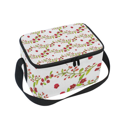 

ALAZA Insulated Lunch Box Flower Stripe Lunch Bag for Men Women Portable Tote Bag Cooler Bag