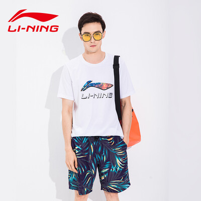 

Li Ning LI-NING beach pants loose large size five points swimming trunks seaside holiday fashion casual couples sports shorts 793-5 mens purple gray L