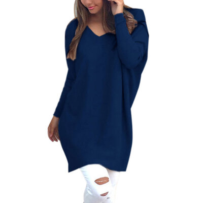 

2017 Women V-Neck Chunky Knitted Oversized Baggy Sweaters Thin Jumper Tops Outwear jeaz