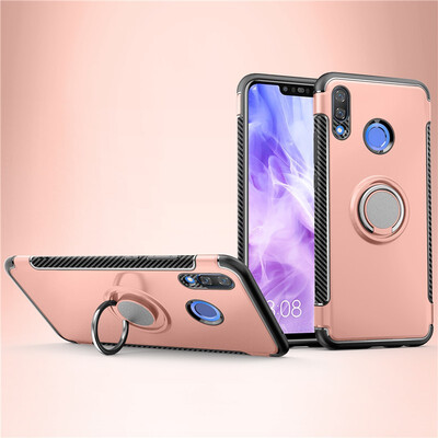 

Back Cover For Huawei P Smart Plus Nova 3 Case Car Holder Stand Hard PC Silicon Ring Suction Bracket Celulars Fecoprior