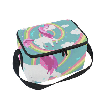 

Lunch Box Insulated Lunch Bag Large Cooler Colored Rainbow Unicorn Tote Bagfor Kids Men Women