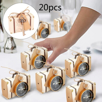 

20pcs Wedding Candy Box Mini Suitcase Gift Box with Compass Opener&Blank Label