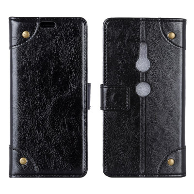 

MOONCASE Sony Xperia XZ3 Copper Buckle Napa Leather Case - Black