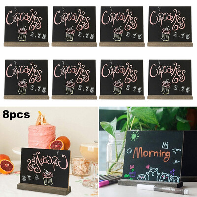 

8Pcs Mini Blackboards with Stand Erasable Chalkboards Table Numbers Name Place Cards Message Board Wedding Party Label Table Decor